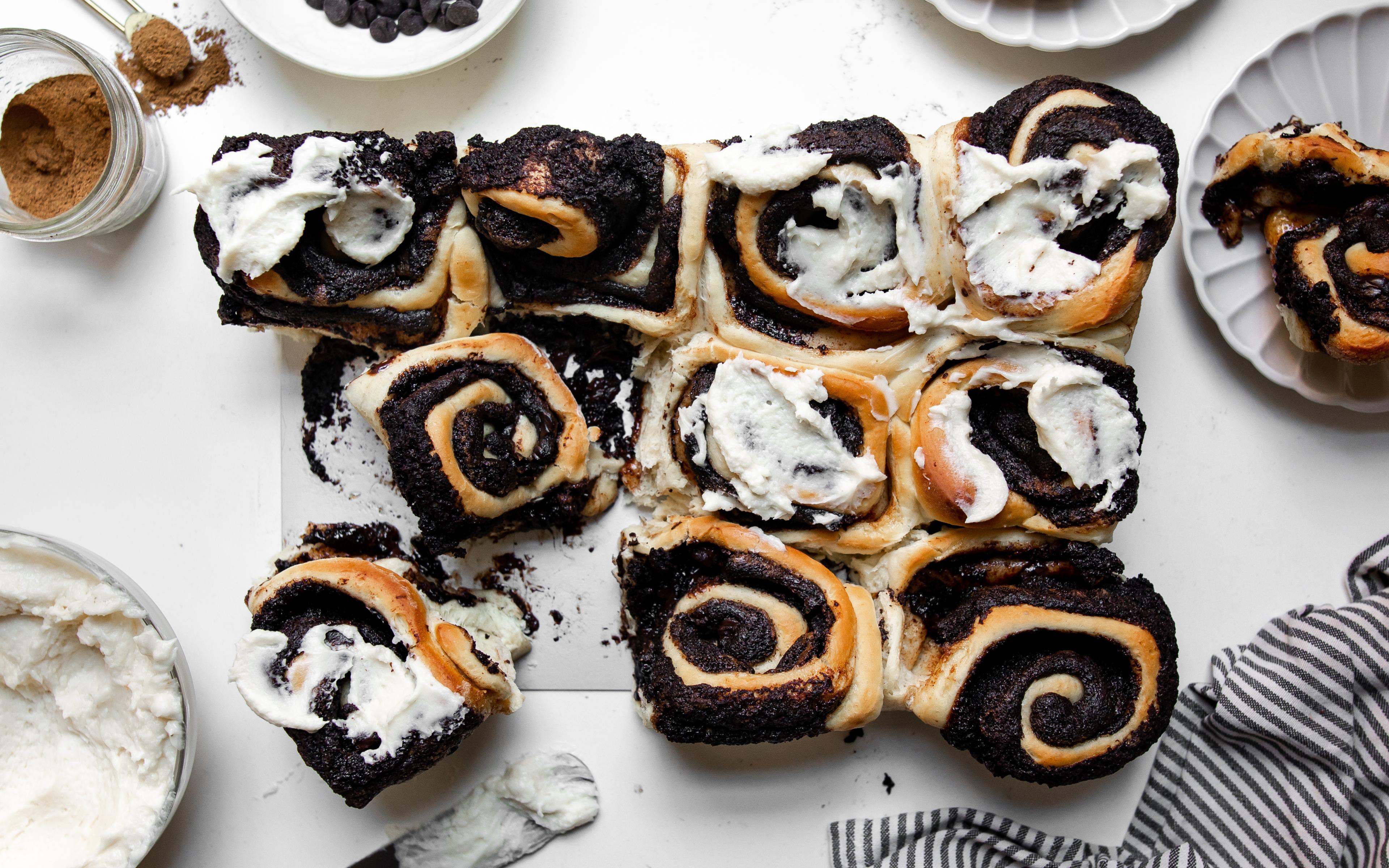 Double Chocolate Cookie Dough Cinnamon Rolls