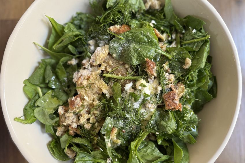 spinach and feta turkey meatball ingredients in a mixing bowl